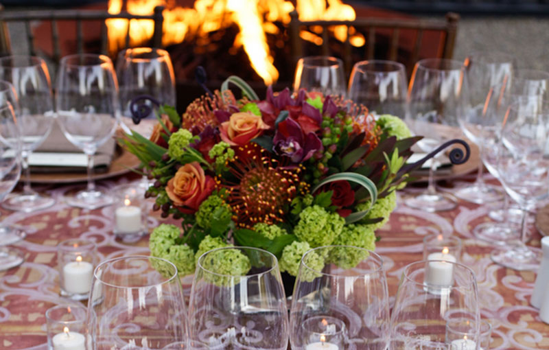 Beautiful Flower Arrangement on Event Dining Table